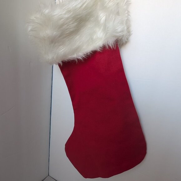 Let it Snow Red Embordered Canvas Christmas Stocking - Picture 7 of 8